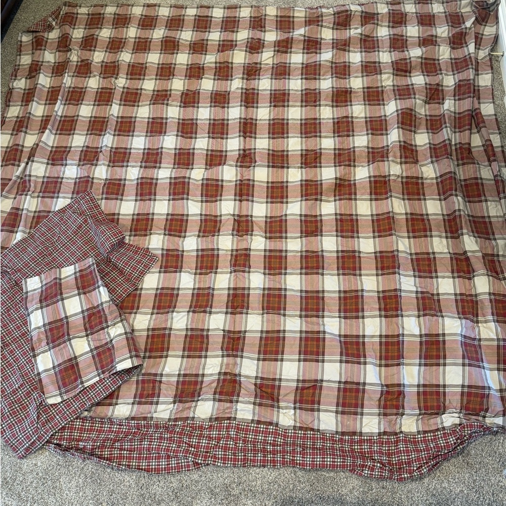 Eddie Bauer Red and Brown Plaid Duvet Cover Set